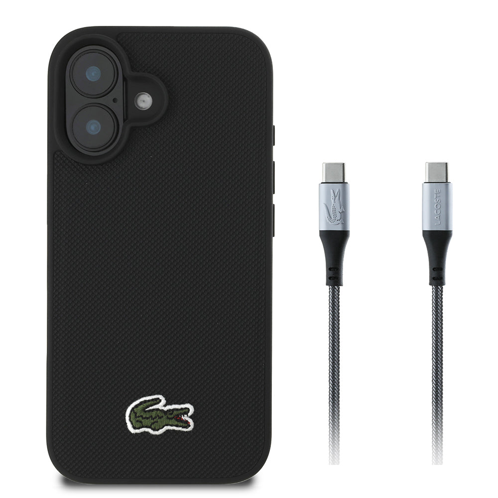 iPhone 16 Kılıf Lacoste Orjinal Lisanslı PU Pike Desenli Arka Yüzey İkonik Timsah Dokuma Logolu Kılıf + Type-C Kablo 1.5m iPhone 16 Kılıf Lacoste Orjinal Lisanslı PU Pike Desenli Arka Yüzey İkonik Timsah Dokuma Logolu Kılıf + Type-C Kablo 1.5m